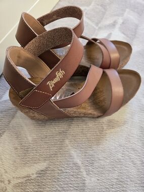 Blowfish Brown Cork Wedge Sandals with Ankle Straps